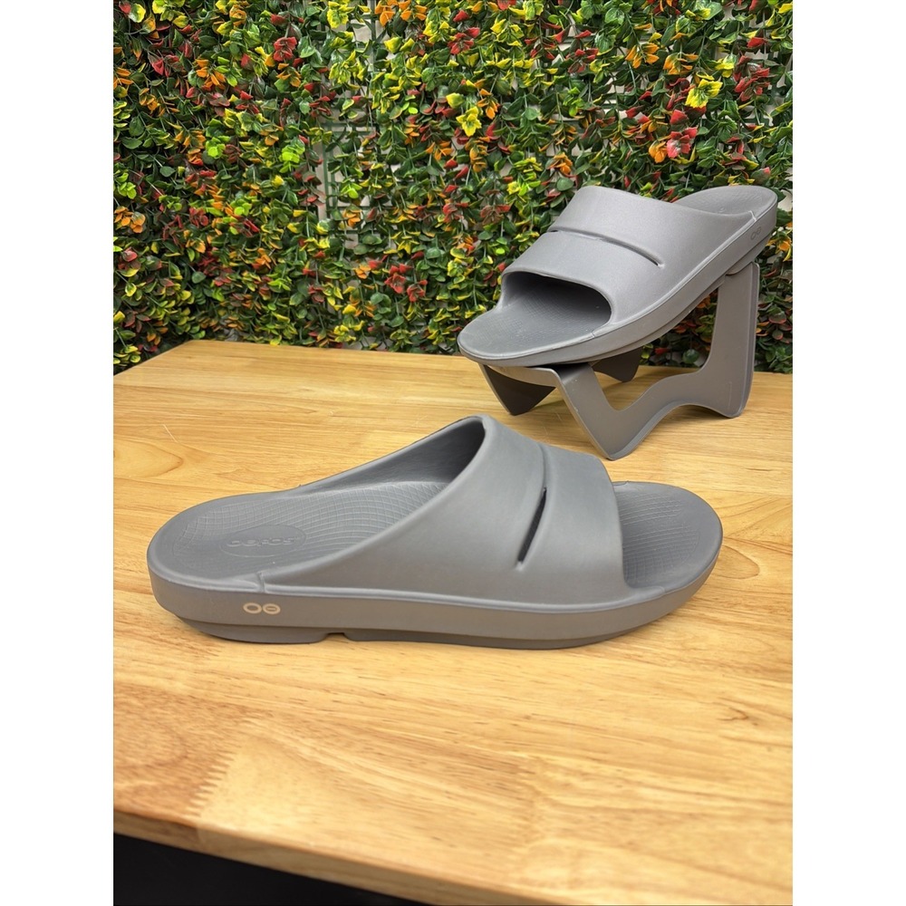 OOFOS OOahh Sandals Recovery Slides Shoes Slip On Gray Grey Men's 13 Women's 15